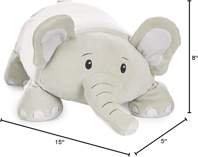 Cuddly Memory Foam Pillow Plush with Belly Pocket, Kids Pillow for Hugging Sleeping & Storing Diary, 15” Stuffed Animal & Journal Set - Piper The Elephant