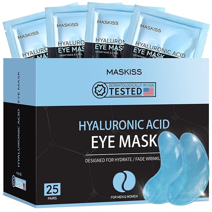 Maskiss Under Eye Patches (25 Pairs), Hyaluronic Acid Eye Masks for Dark Circles Puffy Eyes Undereye Bags, Collagen Eye Patches for Wrinkles and Hydrate, Skin Care Gift for Her
