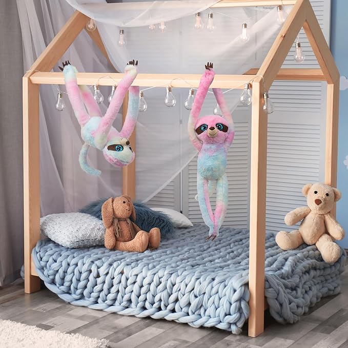 Hanging Rainbow Sloth Stuffed Animal Stuffed Long Arm Sloth Plush Toy for Kids Grandchildren Friends Decors 20 inch