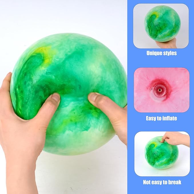 3 otters Inflatable Playground Ball, 5 PCS Marbleized Bouncy Balls 9 Inches Rubber Sensory Kickballs, for Kids Adults Indoor & Outdoor Games, Beach Party Gifts