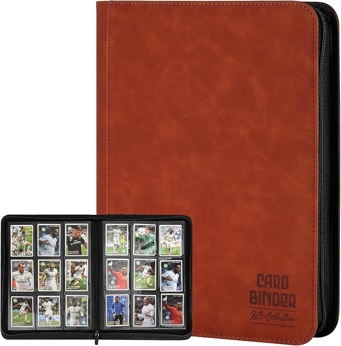 Trading Card Binder, Premium 9 Pocket Double Sided 540 Pocket PU Card Collection Binder, Collectible Trading Card Albums for MTG, TCG, Sport Card, Game Cards (Brown)