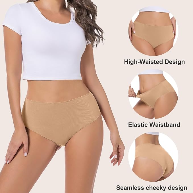 Camel Proof Seamless Underwear for Women 3 Packs No Show Invisible Cheeky Panty Liners Workout Gym Yoga Panties