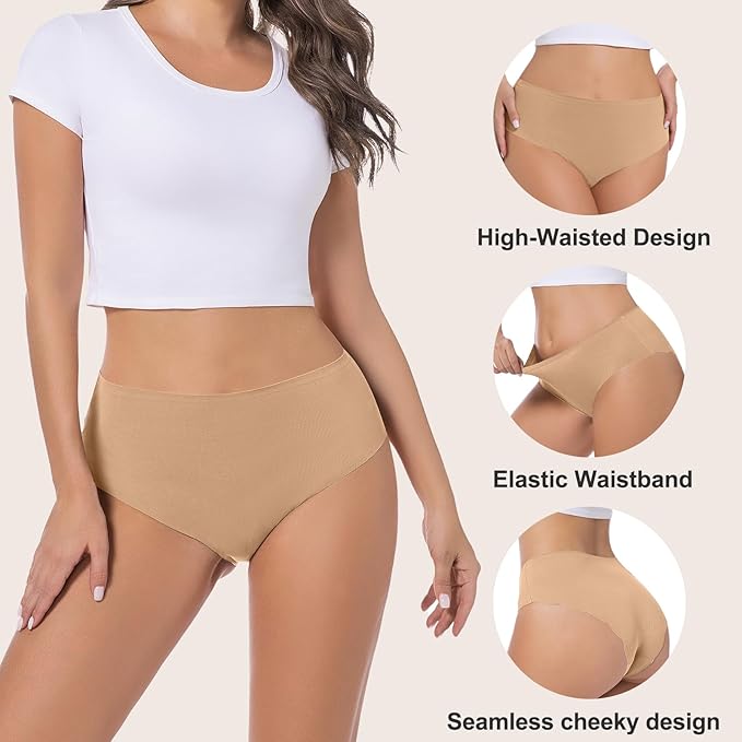 Camel Proof Seamless Underwear for Women 3 Packs No Show Invisible Cheeky Panty Liners Workout Gym Yoga Panties