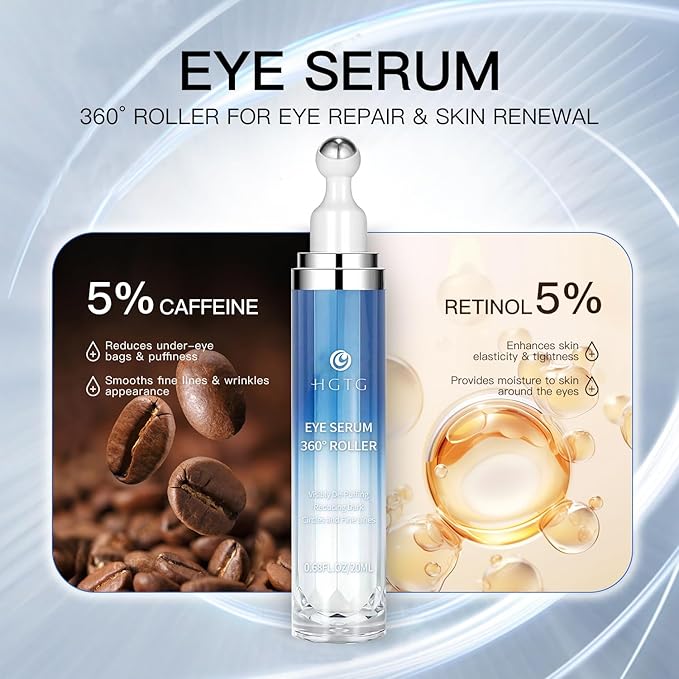 Eye Cream for Dark Circles: Anti Aging Caffeine & Retinol Eye Cream, Moisturizing Serum for Puffiness, Bags and Fine Lines, UnderEye Treatment for Women
