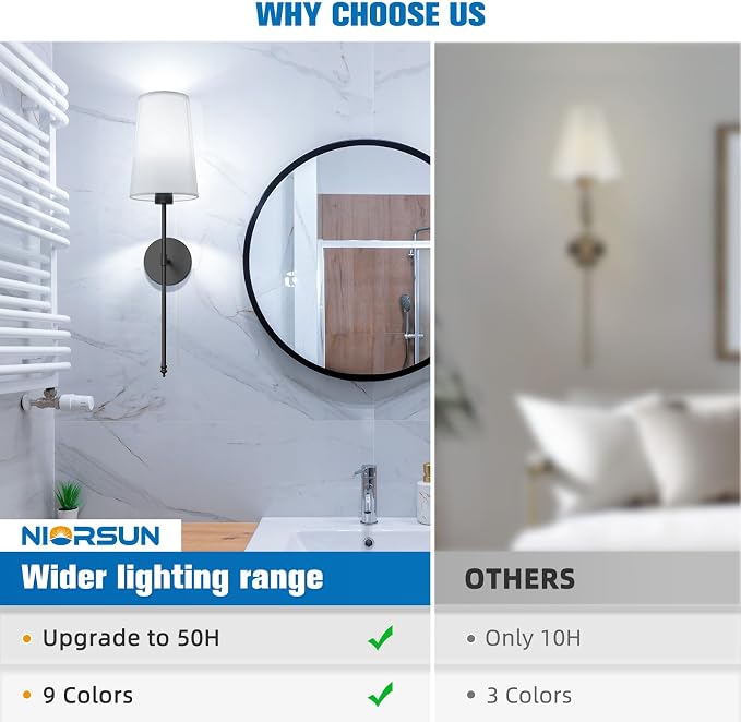 Black Battery Operated Wall Sconce Set of 2,Rechargeable Wall Lights with 10400mAh Dimmable Detachable Bulbs and Remote,9 Colors Wireless Sconces for Bedroom Living Room Hallway