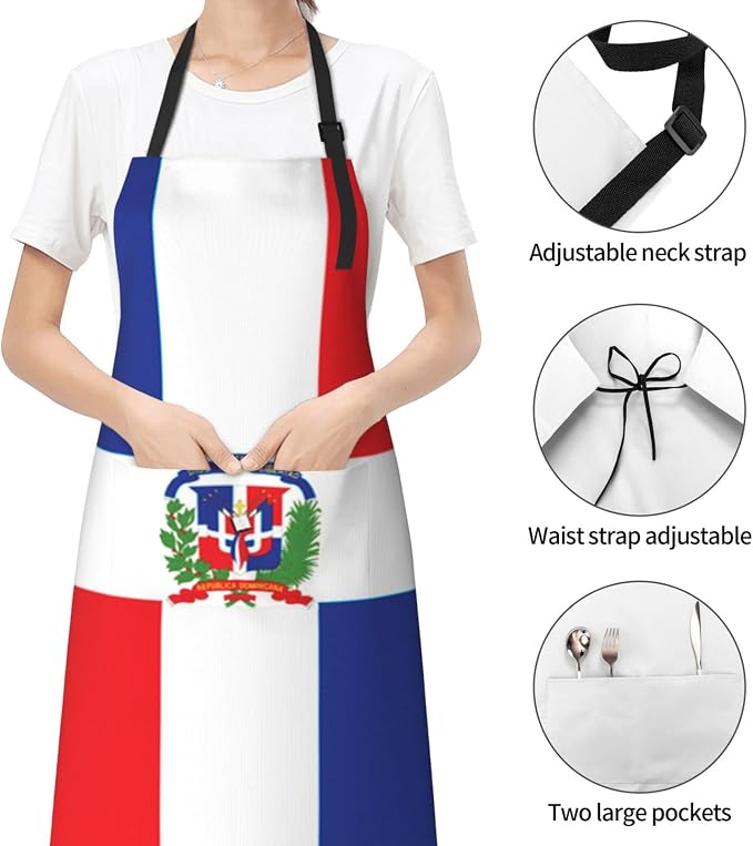 Cute Flag Kitchen Cooking Aprons for Women Men Adjustable Patriotic Flag Apron with 2 Pockets for Home Kitchen Garden
