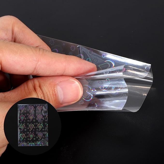 400pcs Love Heart-Shape Photocard Sleeves, 9.1x6.5cm/3.58x2.56in Holographic Foil Card Protector Covers for Trading Cards Photocards