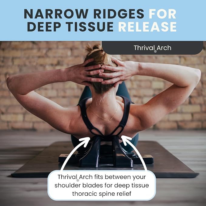 Thrival Arch Back Stretcher - Psoas Muscle Release Tool App for Hip Flexor, Back, Glute, Iliacus, and Neck - Spine Decompressor, Trigger Point, and Myofascial Release – Carbon Black
