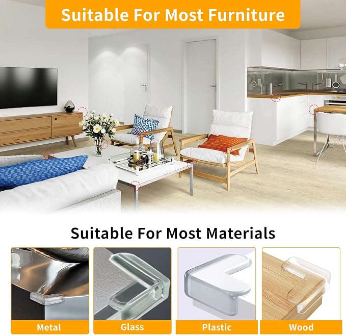40 Pack Corner Protector Baby, L-Shaped Baby Proof Corners and Edges, Clear Table Corner Covers Baby, Baby Corner Protector Guards, Corner Guards for Table Edges & Sharp Corners