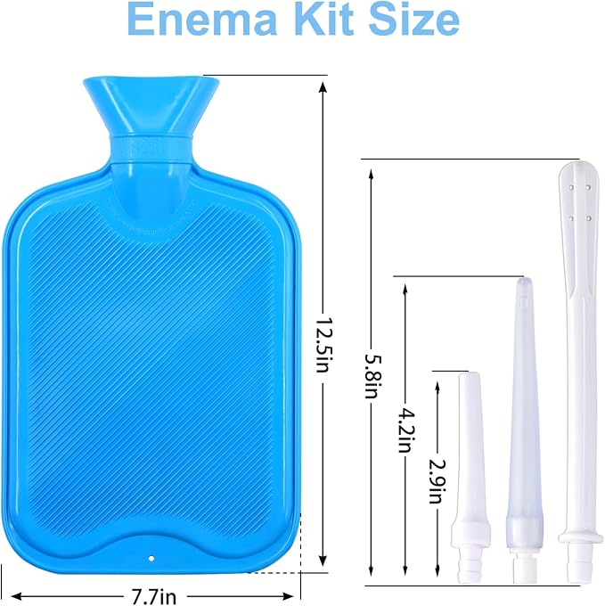 Enema Bag Kit for Colon Cleanse, 2L Enema Bags for Women & Men with Silicone Hose, 5 Reusable Tips, Flow Control Clamp, Leak-Proof Design for Home Use, Detox Douche Kit