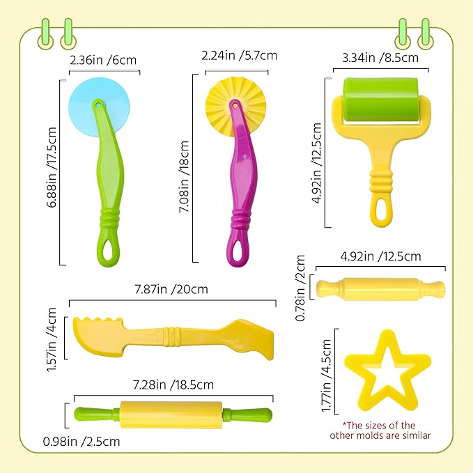 Dough Tools Set for Kids Ages 2-4, 25pc Creative Play Accessories with Molds and Cutters, Non-Toxic Modeling Clay Toys for Toddlers Sensory Activities