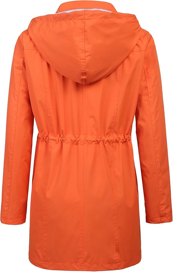 LOMON Raincoat Women Waterproof Long Hooded Trench Coats Lined Windbreaker Travel Jacket S-XXL