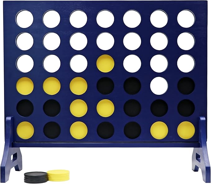 Tailgating Pros Premium Navy Giant Four in a Row with Carrying Case - Jumbo Oversized Outdoor Yard Game - Connect Multiple Pucks in a Row to Win - Many Puck Colors Available!