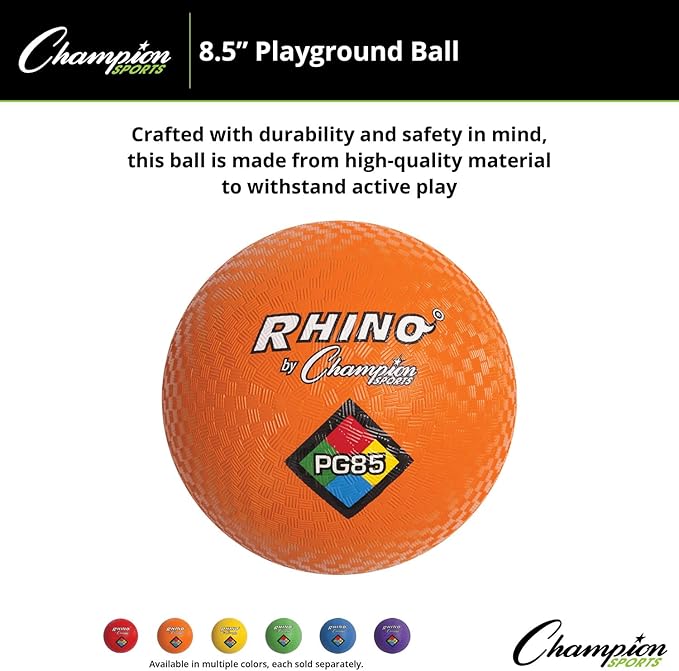 Champion Sports Playground Balls – Single Balls & Sets, Multiple Colors, Durable Nylon-Wound Construction for Kickball & Indoor/Outdoor Play