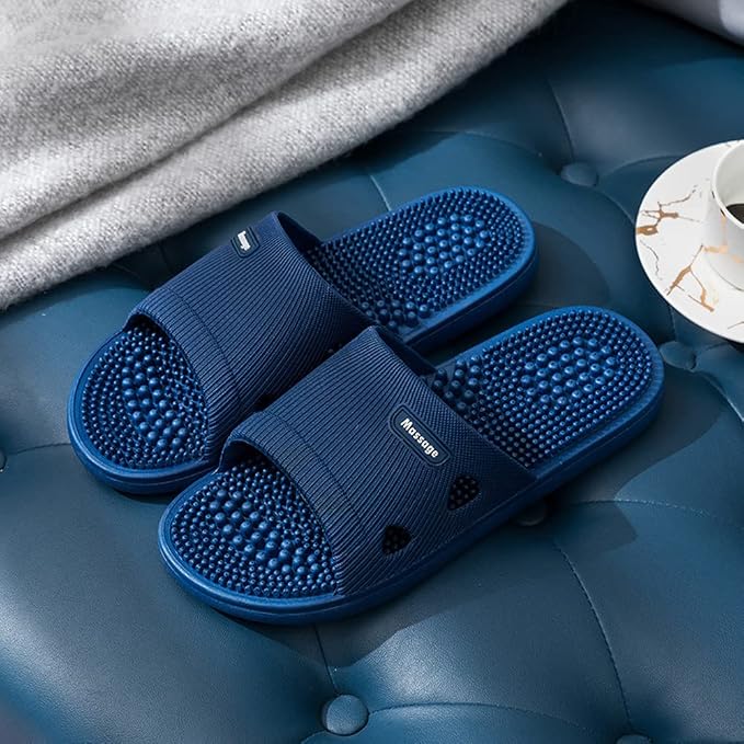 Acupressure Massage Slippers for Plantar Fasciitis for Women Acupuncture Slippers Arthritis Neuropathy Pain Relief Non-Slip Massage Sandals Women Stress Relief Gifts for Bath (US Men 8.5-9.5, Blue)
