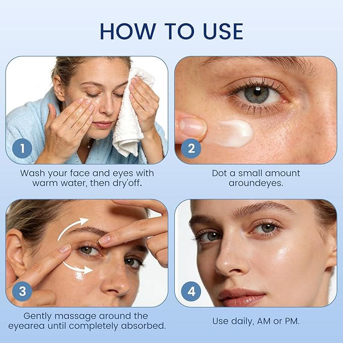 Eye Cream with Retinol Hyaluronic Acid & Niacinamide,3-in-1Eye Serum for Under Eye Bags & Puffiness Remover,Dark Circles,Wrinkles,Fine Lines,Hydrating & Brightening Eye Treatment for Men Women