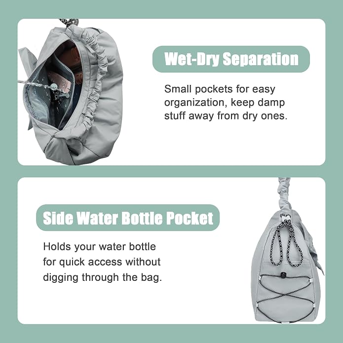WOLT Gym Bag For Women, Yoga Mat Bag with Shoes Compartment, Wet Pocket and Water Bottle Pocket