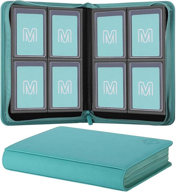 Toploader Binder,4-Pocket Side Load Trading Card Album, Holds 128 Cards with Double-Sided Pockets for MTG, Sports Cards, Top Loader Storage