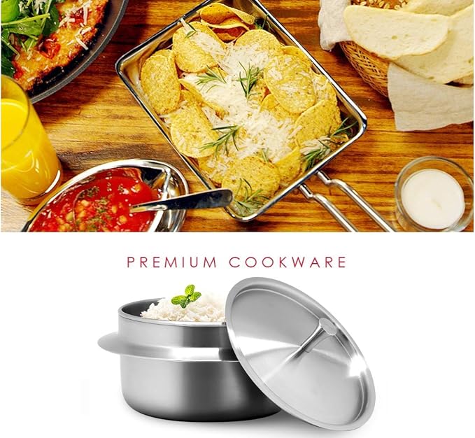 Korean Earthen Pot(TTukbaegi), Stainless Steel Stock Pot with Lid Enable Induction, Cooking Pot HEALTHY COOKWARE Stockpots