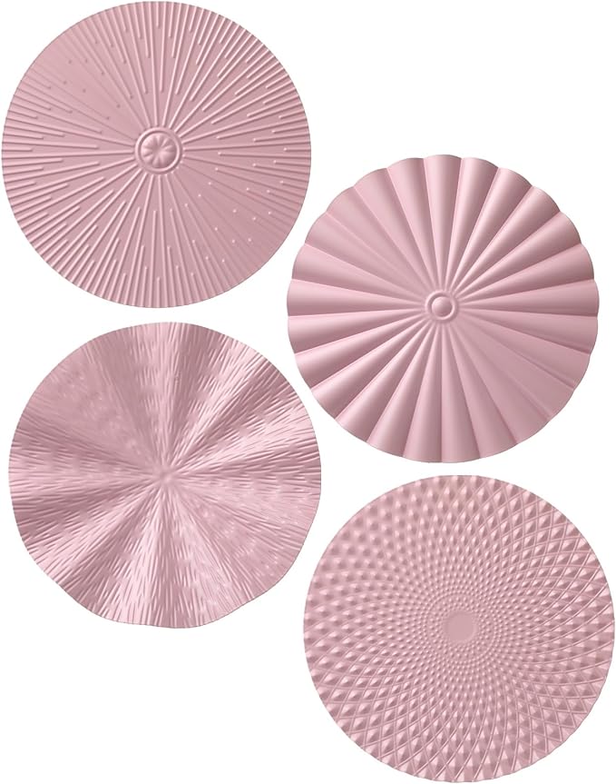 Hicarer 4 Pcs 12 Inch Pink Metal Wall Art Decor Modern Sunburst Hanging Artwork Decor Wall Decorations for Home Bedroom Bathroom Living Room Office Sculpture
