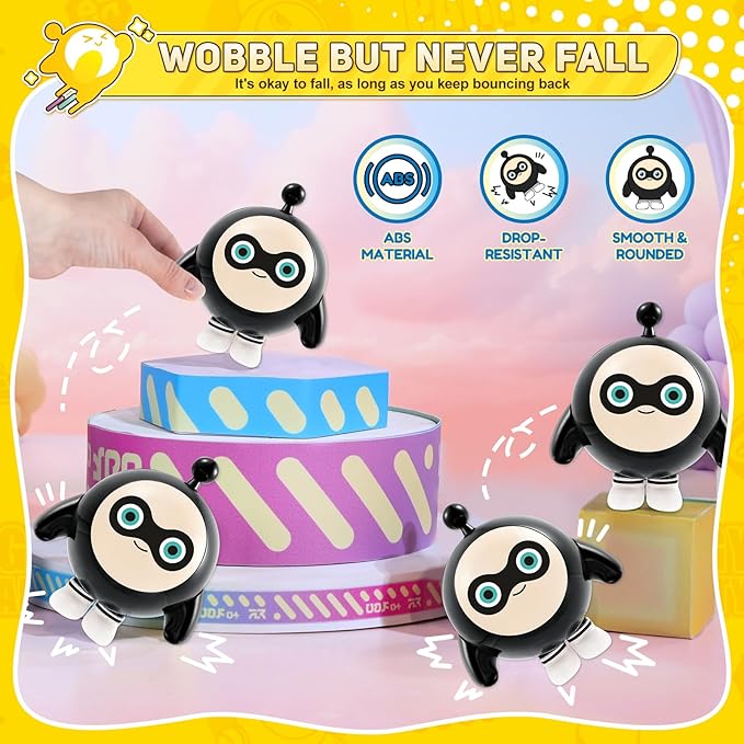 A ALPHA Eggy Party Toys, Rocky Action Figures Transformable Toys, 2-in-1 Eggy Wobbler Toys to All Ages, Cute Tumbler Toys for Kids Boys and Girls Birthday Holidays