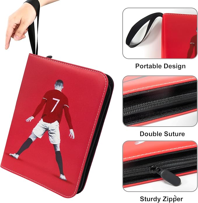 Soccer Card Binder 400 Pockets for Soccer Trading Cards Collectors,Portable Waterproof Card Storage Book with Removable Clear Sleeves,Compatible with Soccer Cards 2025-26