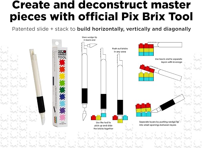 Pix Brix Pixel Art kit Puzzle Bricks - 3,000 Piece Pixel Art Container, 12 Color Dark Palette - Interlocking Building Bricks, Create 2D and 3D Builds Without Water or Glue - Stem Toys, Ages 6 Plus