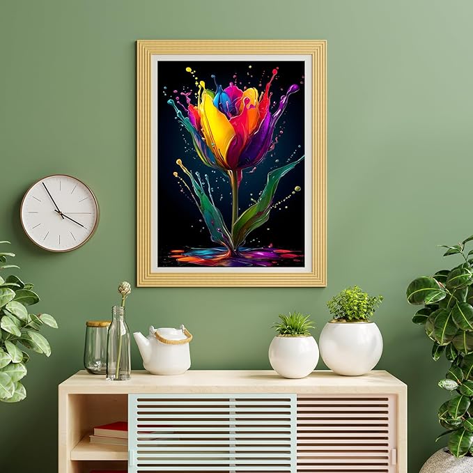 Puzzles for Adults 500 Pieces, Colorful Flower Jigsaw Puzzles - Splash of Colors, Impossible Colorful Wall Art Puzzle for Seniors Families, 20.47x14.96 Inches, 1:1 Poster, Letter On The Back