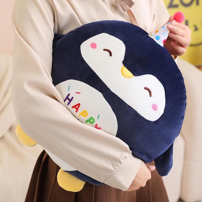 Penguin Plush Toy Penguin Stuffed Animal Cute Birthday Penguin Plushies Pillow Soft Happy Birthday Plush Toy Gifts for Kids Home Decor
