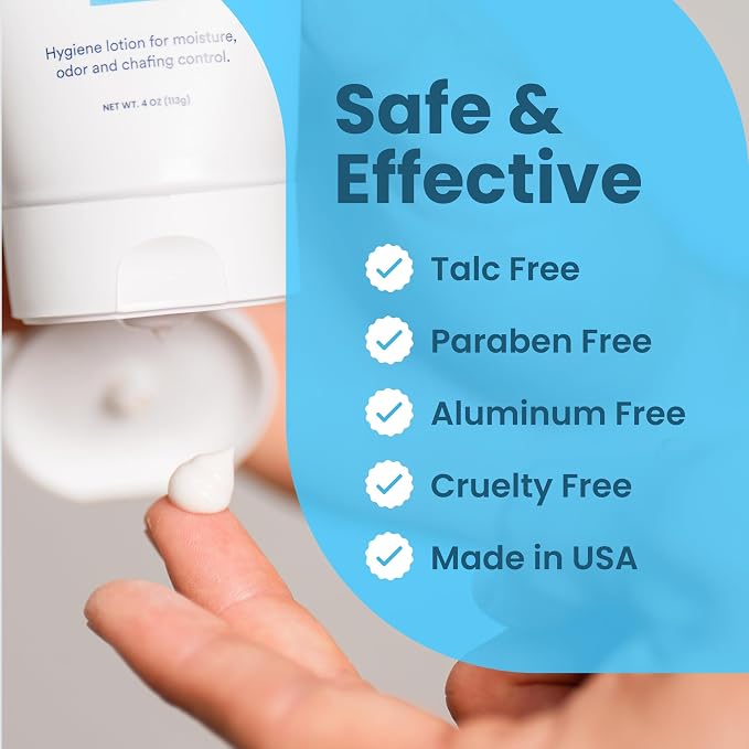 Super Fresh Body Powder Lotion by SweatBlock - Talc Free, Anti-Chafing, Deodorizing, Natural Ingredients - No Mess Body Powder Lotion for Men and Women - 4 fl oz.