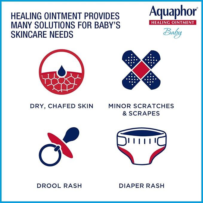 Aquaphor Baby Healing Ointment Advanced Therapy Skin Protectant for Chapped or Dry Skin, Drool Rash and Diaper Rash Ointment, 14 Oz Jar (Pack of 12)
