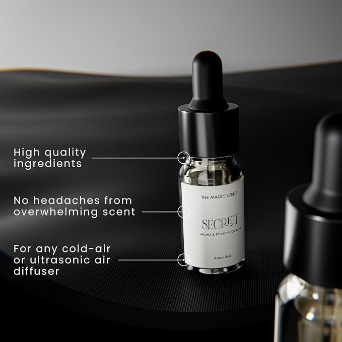 The Magic Scent Secret Diffuser Oil - Cold-Air & Ultrasonic Scented Oils for Diffuser - Essential Oils for Diffusers Aromatherapy - Rose and Jasmine Oil - 0.3 fl oz, 10 mL