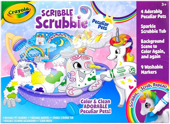 Crayola Scribble Scrubbie Peculiar Pets, Washable Pet Grooming Toy Set for Kids, DIY Toddler Arts & Crafts, Gifts for Girls & Boys, Ages 3+