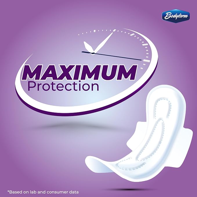 Bodyform Maxi - Value Sanitary Napkins, Cushion Soft Always Comfortable and Ultra-Absorbent (Night, 96 Count (12 Packs of 8 Counts))