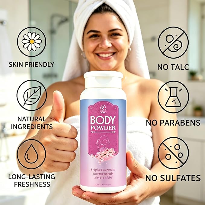 Body Powder for Women Fresh, Talc-Free Dusting Powder for Dryness, Soothing Aloe & Protect Zinc Oxide, Gentle Formula Sweat & Odor Control, Cornstarch Body Powder for Women Daily Freshness, 3.53oz