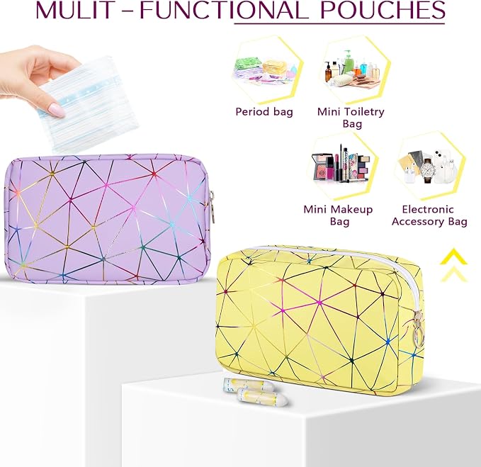 Likesing Period Bag for Teen Girls, Leather Sanitary Napkin Storage Bag, Portable Menstrual Pad Bag Period Pads Pouch, Small Make Up Bags