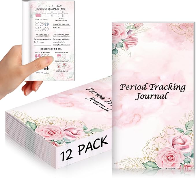 12 Pack Period Tracker Journal for Girls 6.5x3.5 Inch Period Tracking Notebook First Period Starter Kit Funny Daily Menstrual Cycle Tracker Gifts for Girls Teens Feminine Care 80GSM