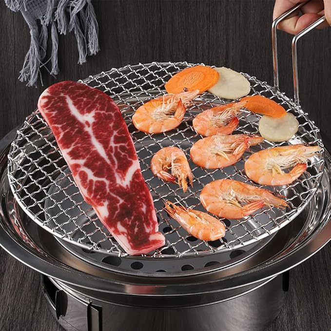 Kichvoe Grill Mesh with Handle 16.33 X 11.61 Inch Stainless Steel Korean Bbq Outdoor Cooking Grill Net for Meat Vegetables Fish Non-Stick Barbecue Rack