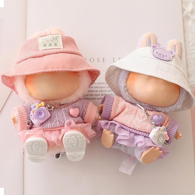 Designer Clothes for Dolls Accessories15cm /17cm Doll Clothing Set Replacement Pink Outfit 5Pcs Set (Premium Design-Purple)