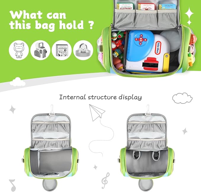 Carrying Case Compatible with Little Tikes for Story Dream Machine Books Starter Set, Portable Storage Bag with Handle and Shoulder Strap for Storytime, Storybook, Character Accessories (Green)