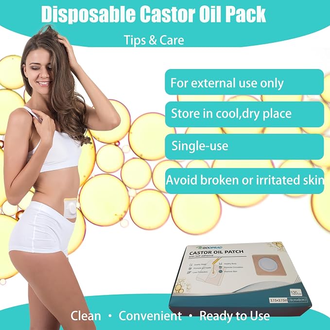 120PCS Disposable Castor Oil Belly Button Patch– Oil-Free, Self-Adhesive Cotton Core Wrap for Neck, Shoulders & Knees, No Wash, Anti-Seepage (White Flower)