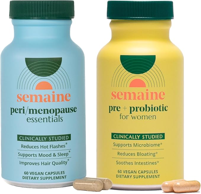Semaine Peri/Menopause & Gut Health Bundle - Ease Bloating, Indigestion, Hot Flashes & Thinning Hair. Support Mood, Sleep, Hormones & Immunity | 1 Month Supply