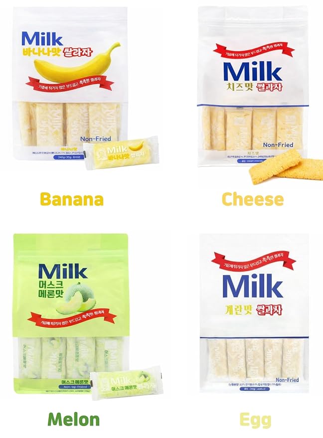 Korean Milk Rice Cracker 밀크 쌀과자 240g (240g, Cheese)