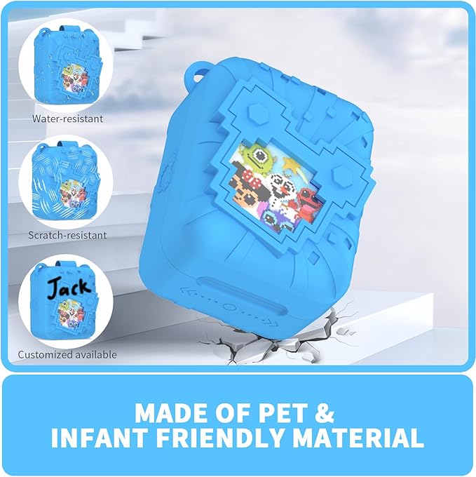 Soft Silicone Case for Bitzee Disney Interactive Toy Digital Pet, Shockproof and Protective Carrying Case for Bitzee Disney Virtual Electronic Pets with Lanyard (Blue)