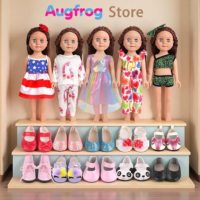 5 Sets of Doll Clothing and 2 Pairs Doll Shoes (Send by Random) for 18 Inch Doll, Hand - Made Doll Accessories Collectibles, Best Birthday Festivals Gift for Kid, Gril