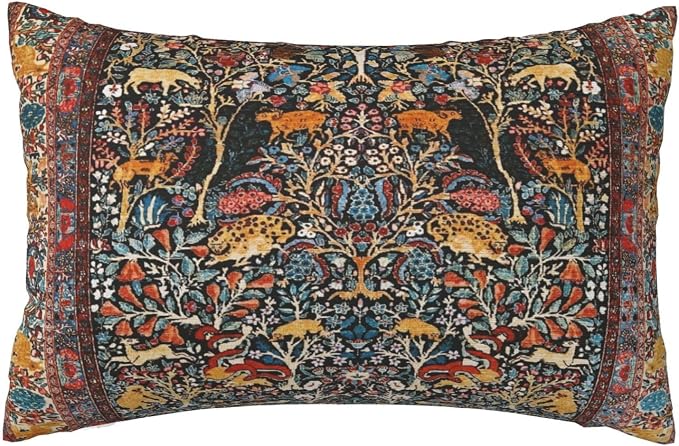 Antique Persian Carpet Print Pillow Covers Decorative Lumbar Throw Pillowcase 12x20 Inch Couch Cushion Cover for Home Decor Living Room Bedroom College Dorm Bed Car Sofa