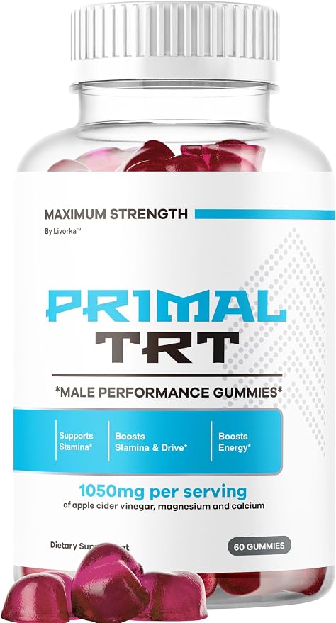 Primal TRT Gummies - Official Primal TRT Gummys for Men - Maximum Strength, PrimalTRT Premium Advanced Formula All Natural Support Plus Vitamin for Health & Wellness, 60 Gummies for 1 Month