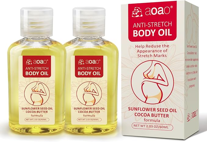 Stretch Mark Oil for Pregnancy Massages Body & Reduces Scar Appearance, Removes Stretch Mark Prevention, Prenatal & Postnatal Tummy Skin Care, Firming Skin Elasticity for Maternity, 2.03oz(Pack of 2)