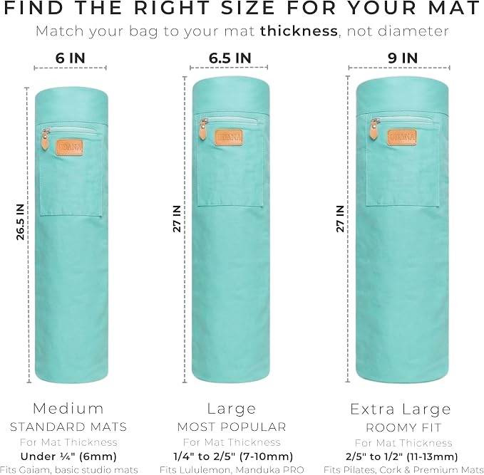 UDANA Canvas Yoga Mat Bag for Women & Men, Full-Zip Carrier with 3 Pockets & Adjustable Strap, Stylish Gym & Pilates Bag – Available in Multiple Sizes