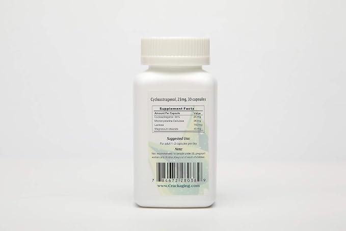 Crackaging Cycloastragenol 98% 25mg 30caps Telomerase Strength Longevity Supplement